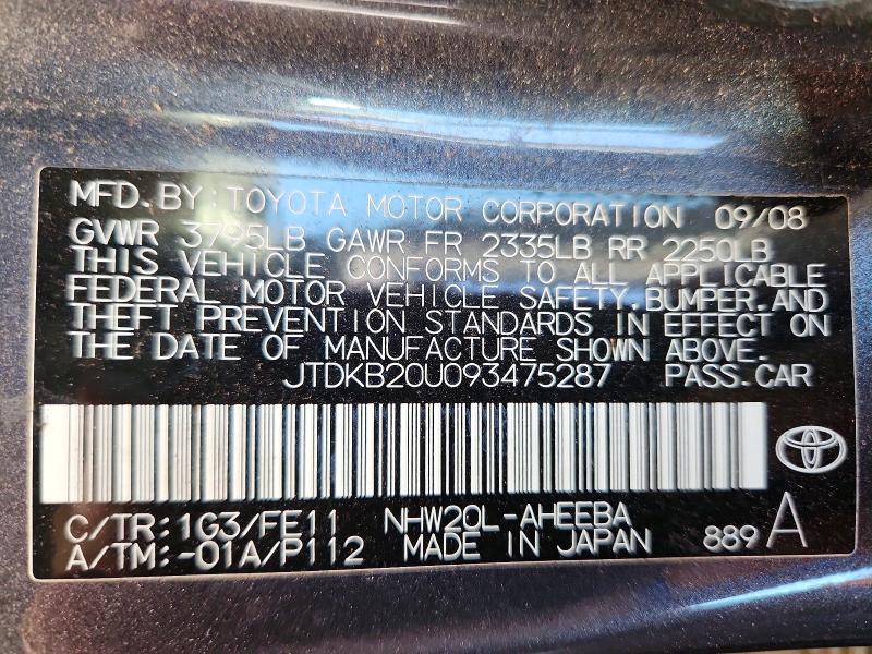 Продажа на аукционе авто 2009 Toyota Prius, vin: JTDKB20U093475287, номер лота: 61084516