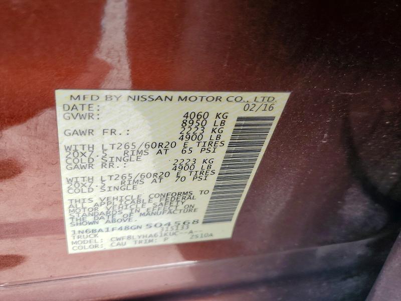 Продаж на аукціоні авто 2016 Nissan Titan Xd, vin: 1N6BA1F48GN504568, номер лоту: 60518096
