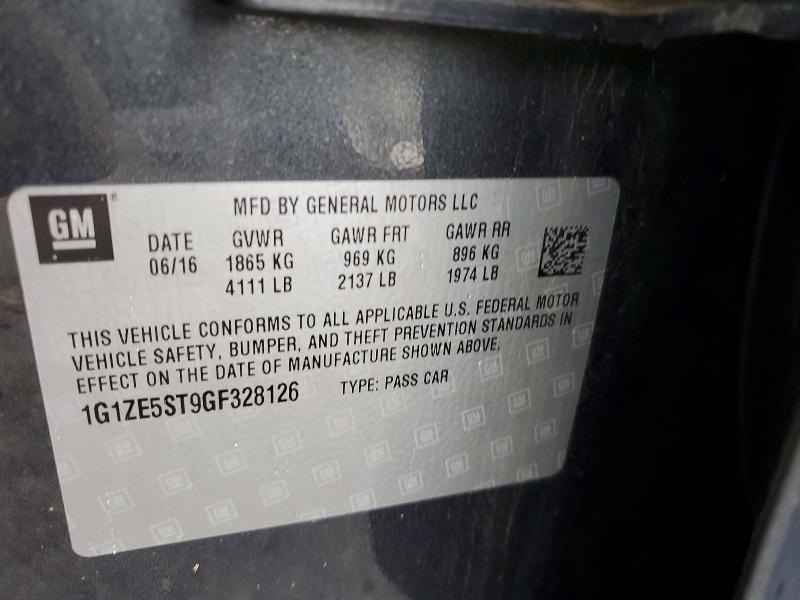 61952256 :رقم المزاد ، 1G1ZE5ST9GF328126 vin ، 2016 Chevrolet Malibu مزاد بيع