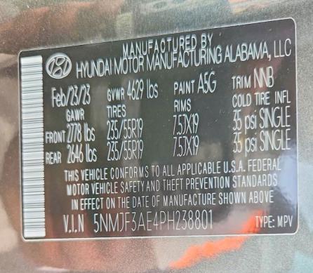 63211886 :رقم المزاد ، 5NMJF3AE4PH238801 vin ، 2023 Hyundai Tucson مزاد بيع