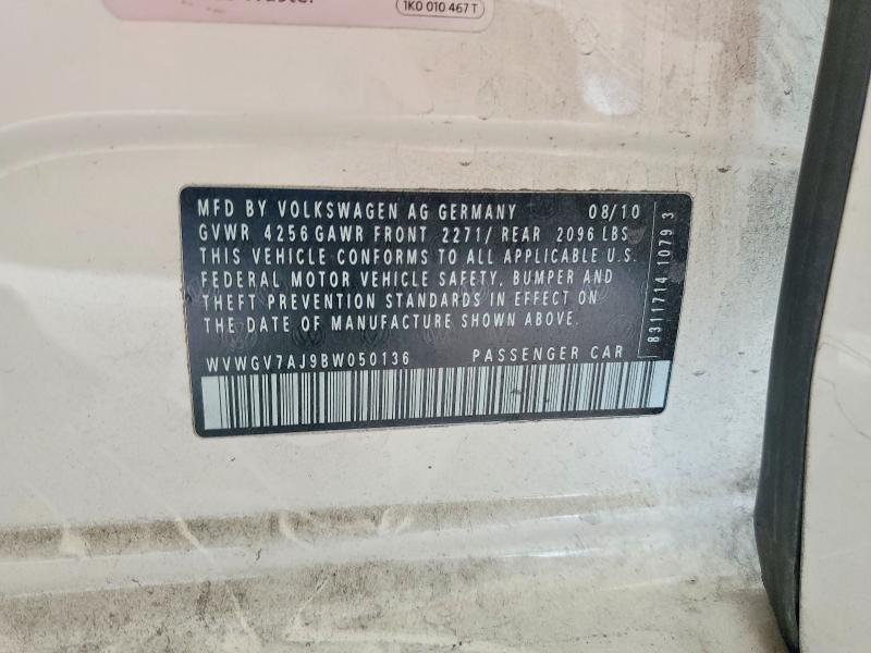Продажа на аукционе авто 2011 Volkswagen Gti, vin: WVWGV7AJ9BW050136, номер лота: 58994066