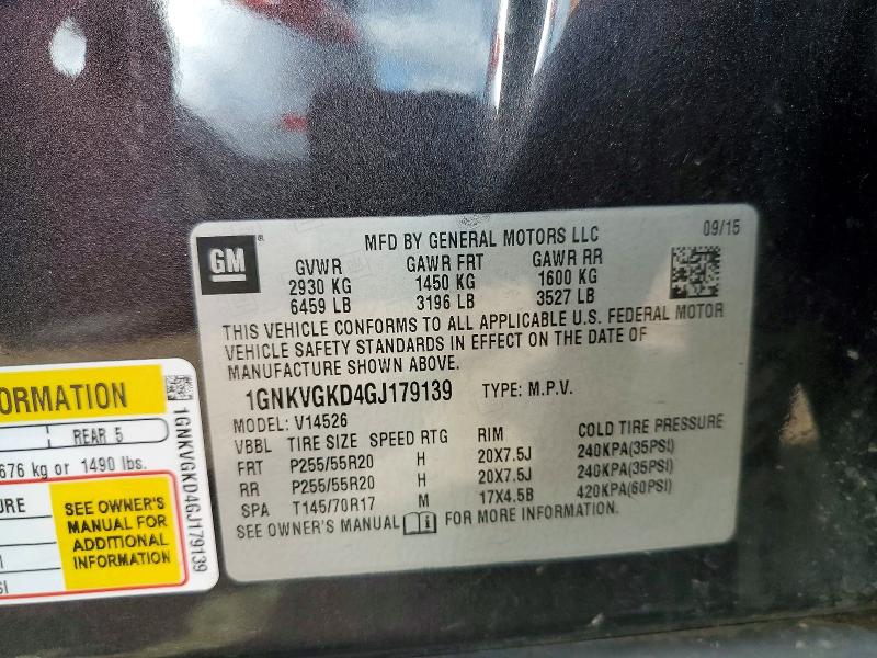 Продаж на аукціоні авто 2016 Chevrolet Traverse, vin: 1GNKVGKD4GJ179139, номер лоту: 59996696