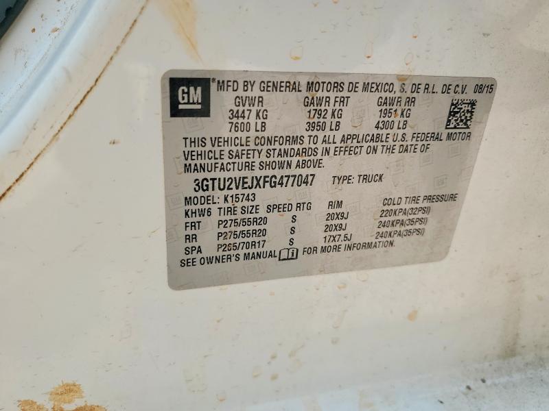 Aukcja sprzedaży 2015 Gmc Sierra, vin: 3GTU2VEJXFG477047, numer aukcji: 59778496