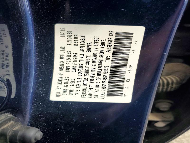 61403846 :رقم المزاد ، 1HGCR2F46GA039822 vin ، 2016 Honda Accord مزاد بيع