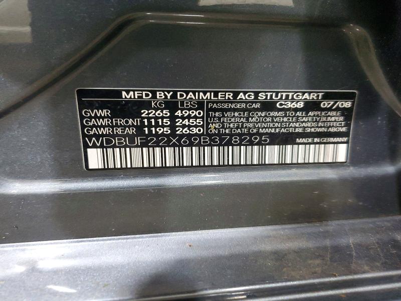 Продаж на аукціоні авто 2009 Mercedes-benz E, vin: WDBUF22X69B378295, номер лоту: 61209786