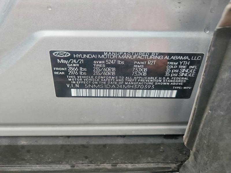 Aukcja sprzedaży 2021 Hyundai Santa Fe, vin: 5NMS1DAJ4MH370393, numer aukcji: 60293446