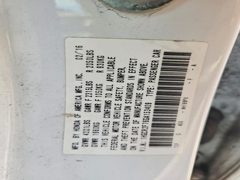 Продажа на аукционе авто 2016 Honda Accord, vin: 1HGCR2F76GA153409, номер лота: 60383866