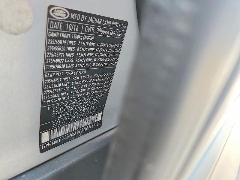 Продаж на аукціоні авто 2016 Land Rover Range Rover Sport, vin: SALWR2PF1GA120196, номер лоту: 61812366