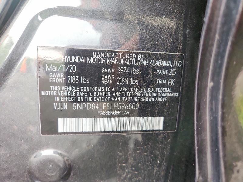 2020 Hyundai Elantra მანქანა იყიდება აუქციონზე, vin: 5NPD84LF5LH596800, აუქციონის ნომერი: 62833506