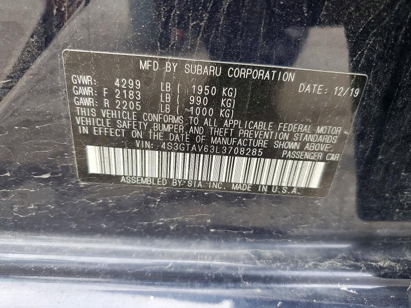 Продажа на аукционе авто 2020 Subaru Impreza, vin: 4S3GTAV63L3708285, номер лота: 63235996