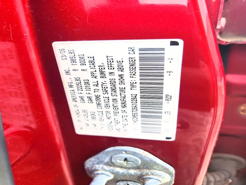 Aukcja sprzedaży 2006 Honda Accord, vin: 1HGCM56726A102942, numer aukcji: 62634936