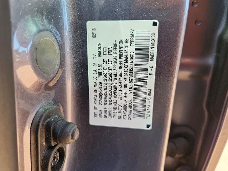 Aukcja sprzedaży 2016 Honda Cr-v, vin: 3CZRM3H53GG705310, numer aukcji: 60007646