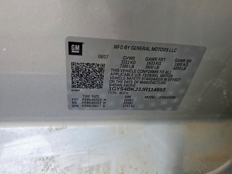 Продаж на аукціоні авто 2018 Cadillac Escalade, vin: 1GYS4BKJ3JR114953, номер лоту: 61121796