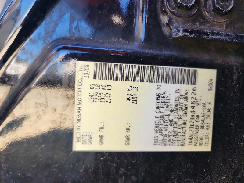 2009 Nissan Altima მანქანა იყიდება აუქციონზე, vin: 1N4AL21E79N448226, აუქციონის ნომერი: 60089696