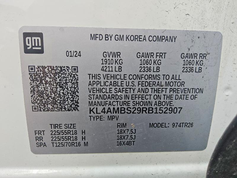 2024 Buick Encore Gx მანქანა იყიდება აუქციონზე, vin: KL4AMBS29RB152907, აუქციონის ნომერი: 61105266
