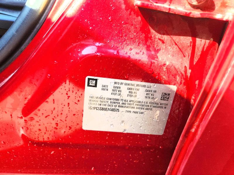 58993366 :رقم المزاد ، 1G1PC5SB8E7448575 vin ، 2014 Chevrolet Cruze مزاد بيع