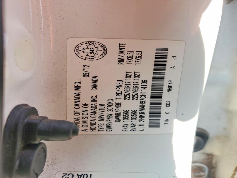 62440296 :رقم المزاد ، 2HKRM4H97CH114106 vin ، 2012 Honda Cr-v مزاد بيع