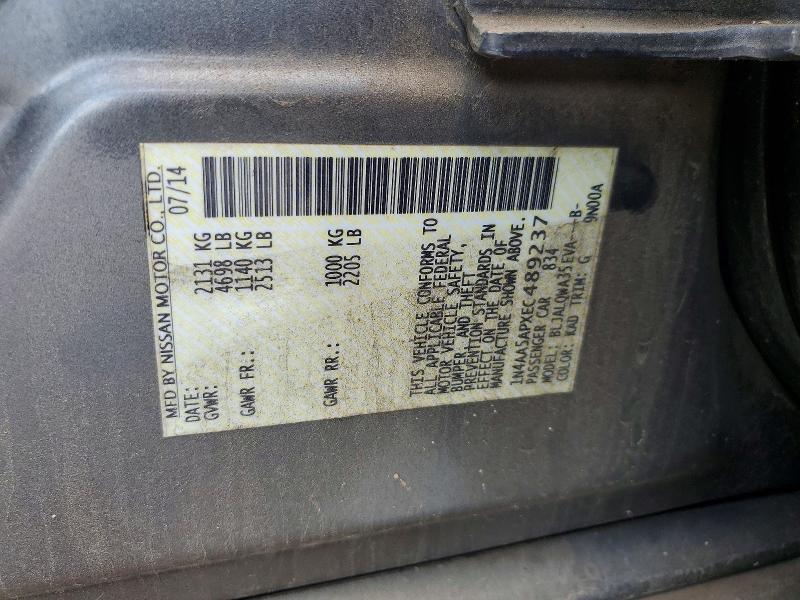 Aukcja sprzedaży 2014 Nissan Maxima, vin: 1N4AA5APXEC489237, numer aukcji: 60170456