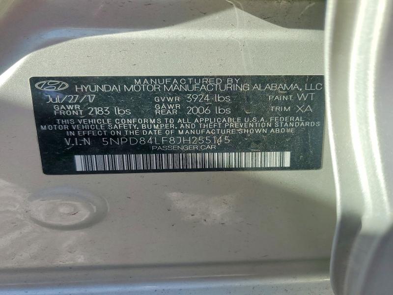 Aukcja sprzedaży 2018 Hyundai Elantra, vin: 5NPD84LF8JH255145, numer aukcji: 59782026