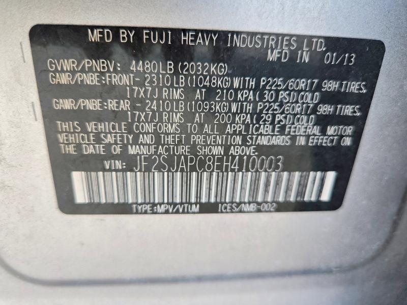 2014 Subaru Forester მანქანა იყიდება აუქციონზე, vin: JF2SJAPC8EH410003, აუქციონის ნომერი: 59972076