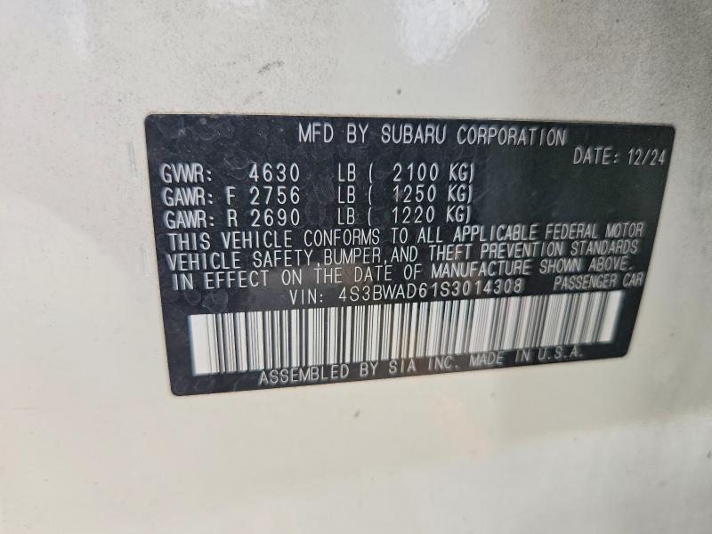 Aukcja sprzedaży 2025 Subaru Legacy, vin: 4S3BWAD61S3014308, numer aukcji: 59688226