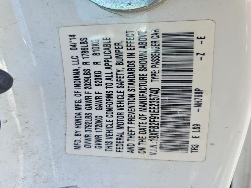 2014 Honda Civic მანქანა იყიდება აუქციონზე, vin: 19XFB2F91EE235740, აუქციონის ნომერი: 62725696