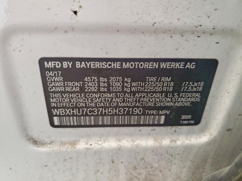 2017 Bmw X1 მანქანა იყიდება აუქციონზე, vin: WBXHU7C37H5H37190, აუქციონის ნომერი: 62912546