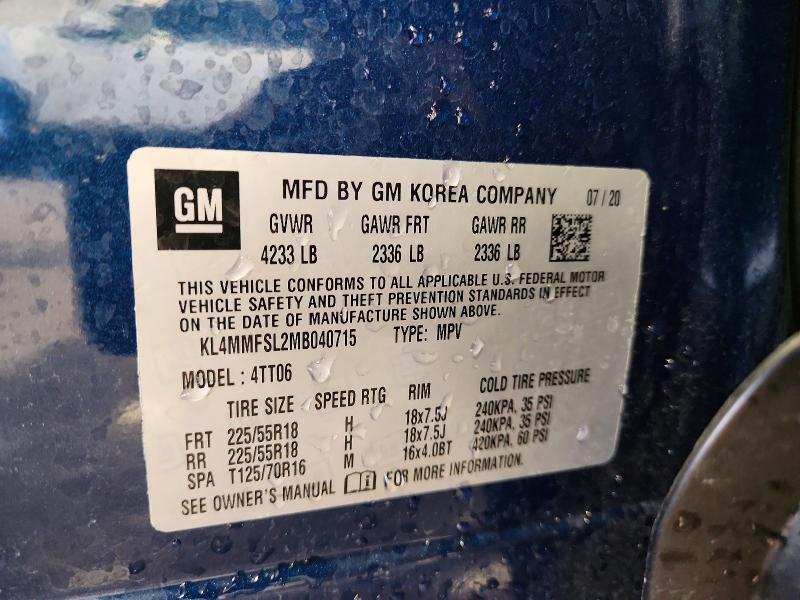 60762386 :رقم المزاد ، KL4MMFSL2MB040715 vin ، 2021 Buick Encore Gx مزاد بيع