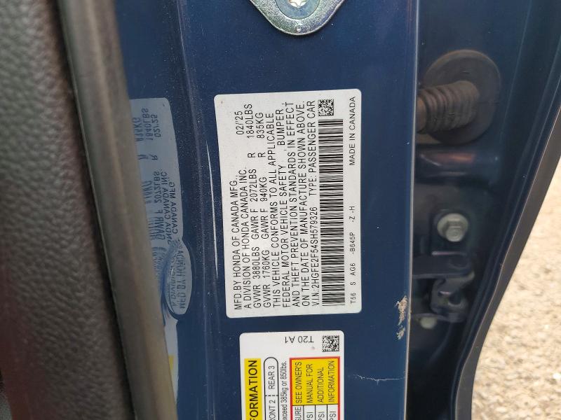 Aukcja sprzedaży 2025 Honda Civic, vin: 2HGFE2F54SH579326, numer aukcji: 60147006