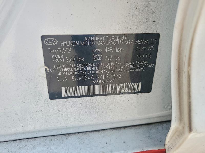 59083966 :رقم المزاد ، 5NPE24AF2KH770538 vin ، 2019 Hyundai Sonata مزاد بيع