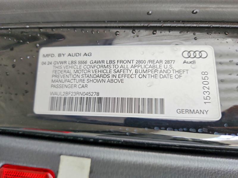 62933176 :رقم المزاد ، WAUL2BF23RN045278 vin ، 2024 Audi A6 مزاد بيع