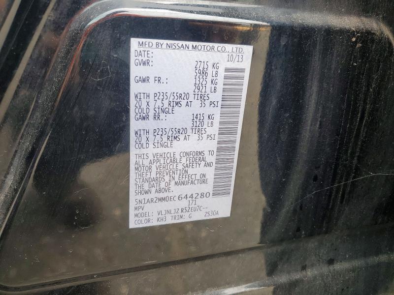 Aukcja sprzedaży 2014 Nissan Pathfinder, vin: 5N1AR2MM0EC644280, numer aukcji: 62913336