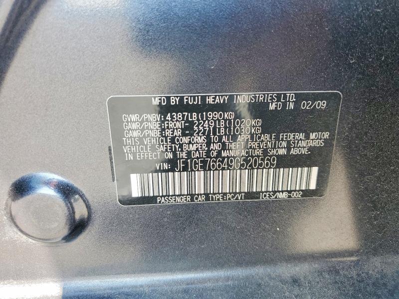 61201076 :رقم المزاد ، JF1GE76649G520569 vin ، 2009 Subaru Impreza مزاد بيع