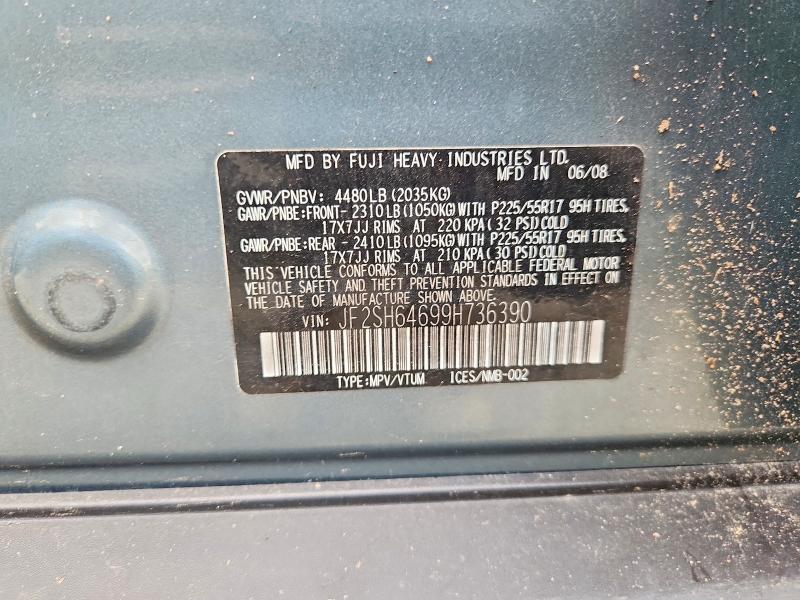 2009 Subaru Forester მანქანა იყიდება აუქციონზე, vin: JF2SH64699H736390, აუქციონის ნომერი: 62112626