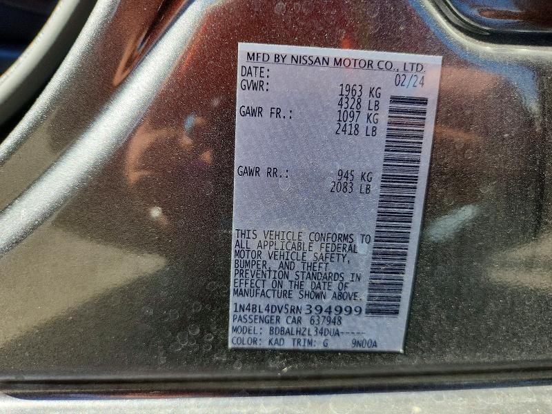 Продажа на аукционе авто 2024 Nissan Altima, vin: 1N4BL4DV5RN394999, номер лота: 62889366