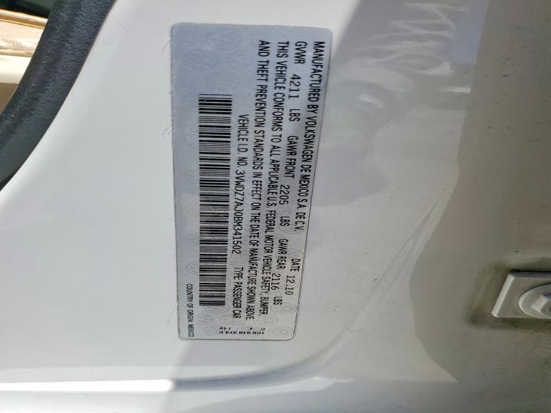 60292986 :رقم المزاد ، 3VWDZ7AJ0BM341502 vin ، 2011 Volkswagen Jetta مزاد بيع