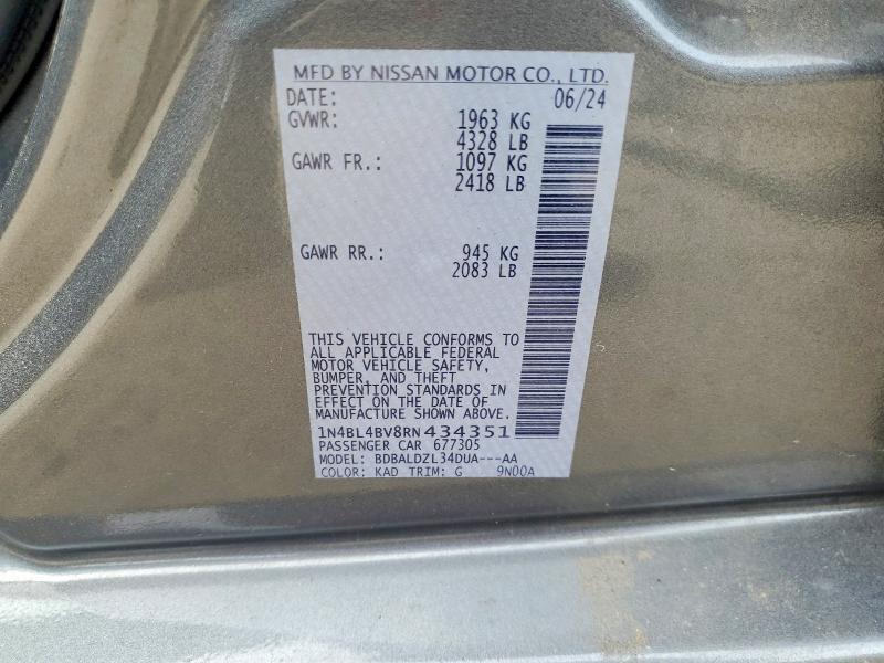 Auction sale of the 2024 Nissan Altima, vin: 1N4BL4BV8RN434351, lot number: 62246336