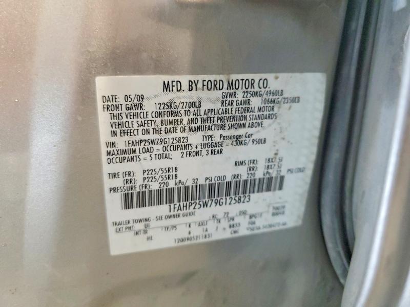 2009 Ford Taurus მანქანა იყიდება აუქციონზე, vin: 1FAHP25W79G125823, აუქციონის ნომერი: 61401776