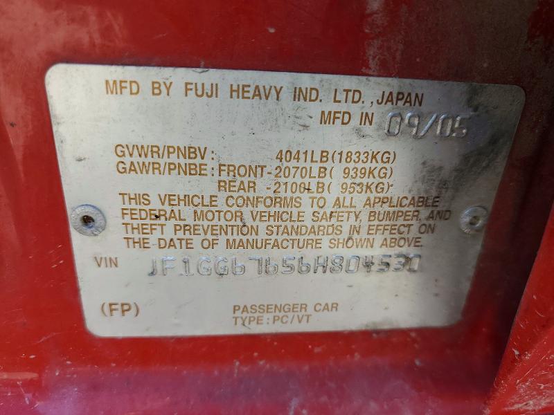 Продажа на аукционе авто 2006 Subaru Impreza, vin: JF1GG67656H804530, номер лота: 60607096