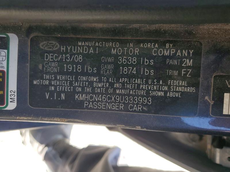 2009 Hyundai Accent მანქანა იყიდება აუქციონზე, vin: KMHCN46CX9U333993, აუქციონის ნომერი: 60493756
