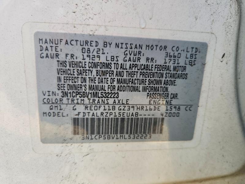 Aukcja sprzedaży 2021 Nissan Kicks, vin: 3N1CP5BV1ML532223, numer aukcji: 63045176