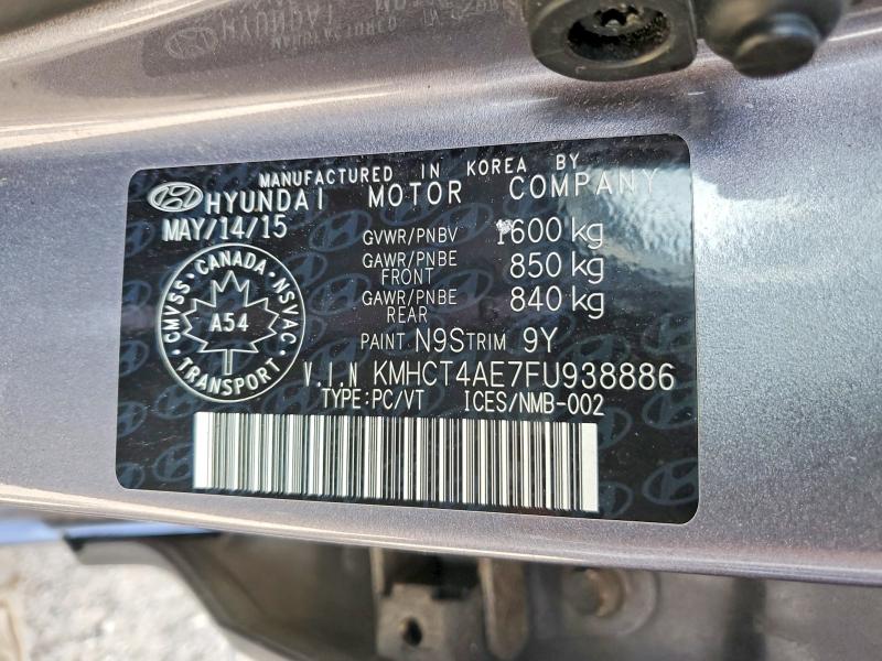 61524186 :رقم المزاد ، KMHCT4AE7FU938886 vin ، 2015 Hyundai Accent مزاد بيع