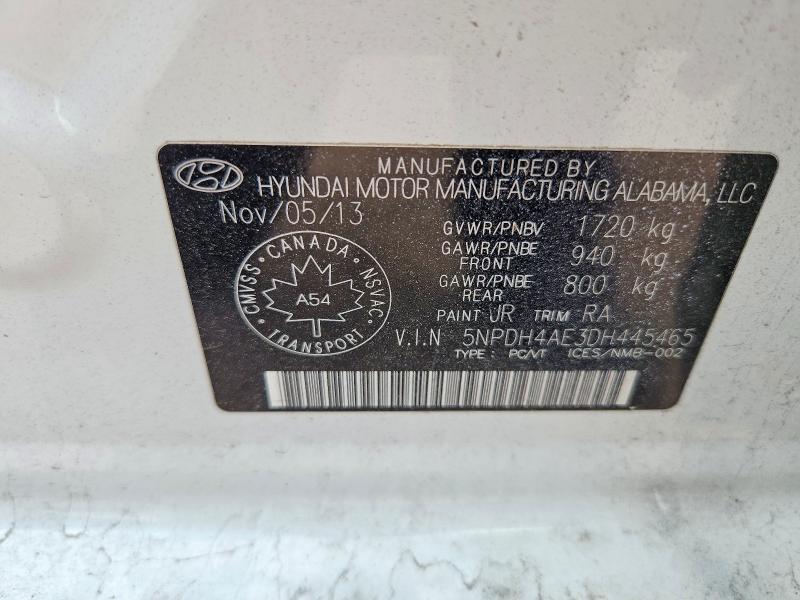 59869526 :رقم المزاد ، 5NPDH4AE3DH445465 vin ، 2013 Hyundai Elantra مزاد بيع