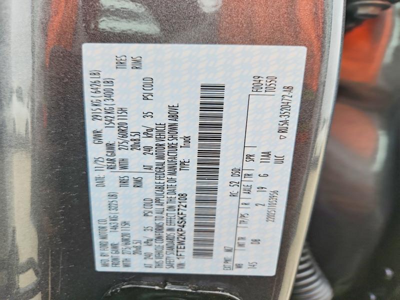 Продаж на аукціоні авто 2025 Ford F150, vin: 1FTEW2KP4SKF72108, номер лоту: 61371166