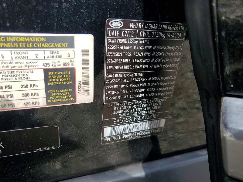 61368996 :رقم المزاد ، SALGS2EF6EA133387 vin ، 2014 Land Rover Range Rover مزاد بيع