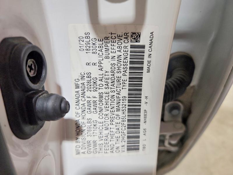 Продажа на аукционе авто 2020 Honda Civic, vin: 2HGFC2F85LH532159, номер лота: 59798056