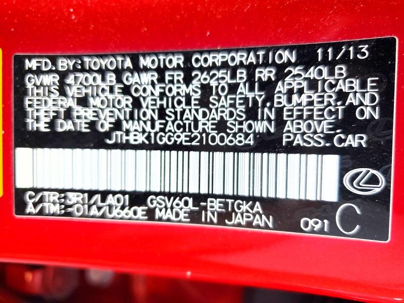 Aukcja sprzedaży 2014 Lexus Es, vin: JTHBK1GG9E2100684, numer aukcji: 60123986
