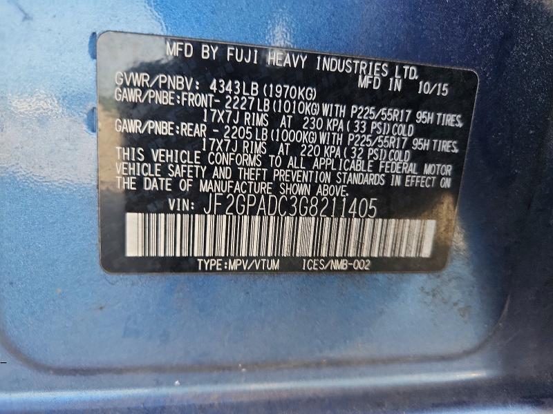 Продаж на аукціоні авто 2016 Subaru Crosstrek, vin: JF2GPADC3G8211405, номер лоту: 62045816