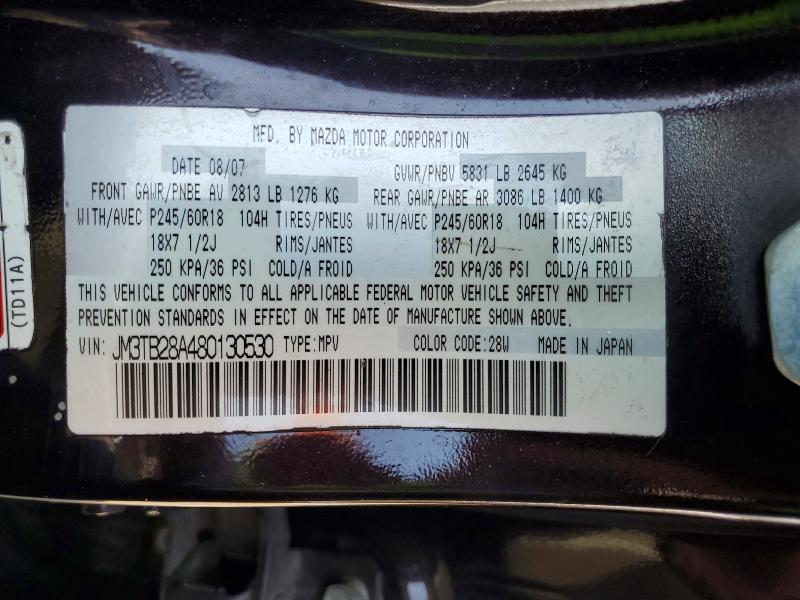 2008 Mazda Cx-9 მანქანა იყიდება აუქციონზე, vin: JM3TB28A480130530, აუქციონის ნომერი: 62981466
