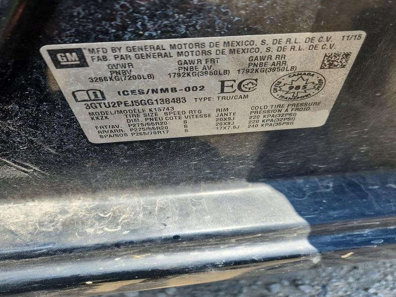 59833826 :رقم المزاد ، 3GTU2PEJ5GG138483 vin ، 2016 Gmc Sierra مزاد بيع